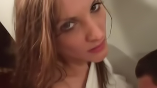 Sexy skinny girl is getting penetrated in the public restroom