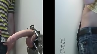 A dude feels happy to get his wang sucked through a gloryhole