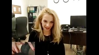 Hot blonde plays on cam at work