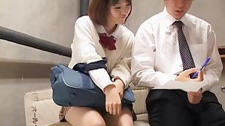 Petite Jap teen enjoys a voyeur blowjob fun on a spy cam