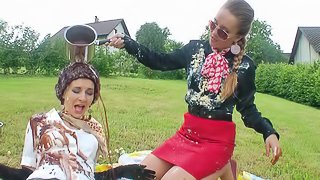 Picnic turns into a dirty food fight with two sexy European sluts