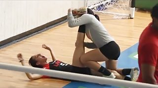 Volleyball teens Stretching