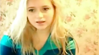 Cute blonde girl has cybersex with her bf on skype