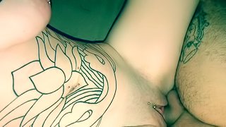 Tattooed girl friend gets fucked doggystyle