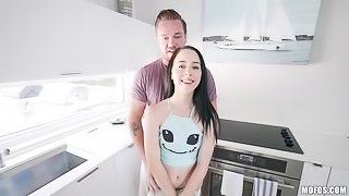 Beautiful small-tit teen Bambi Black fucked by a pretty fat dick