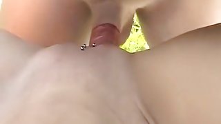 Pierced girl fucked outside