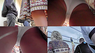 Hot upskirt porn with amateur blonde on the street