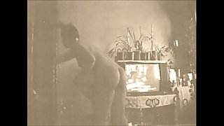 A vintage slutty wife cleaning after gangbang
