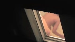 Topless babe window voyeur softcore in wash room